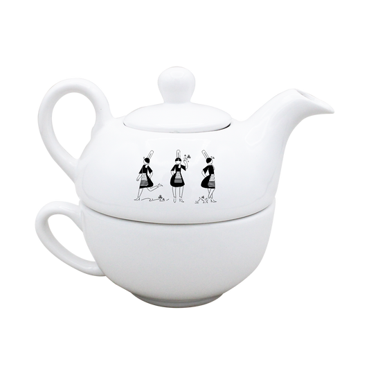 THEIERE SOLITAIRE BLANCHE - ARMELLE BIGOUDENE 3 PICTOS