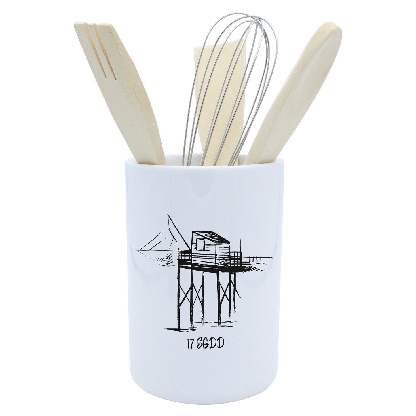 POT A USTENSILES BLANC - CARRELET NOIR BO ET BON