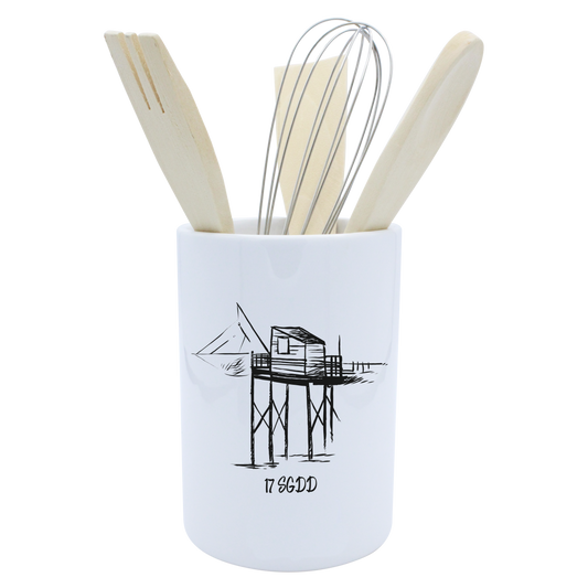 POT A USTENSILES BLANC - CARRELET NOIR BO ET BON