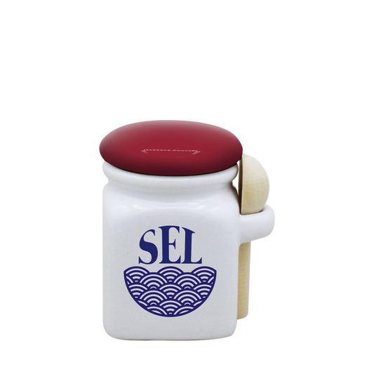 POT BLANC MINI COUV. ROUGE+CUIL. BOIS -SELAVEN1