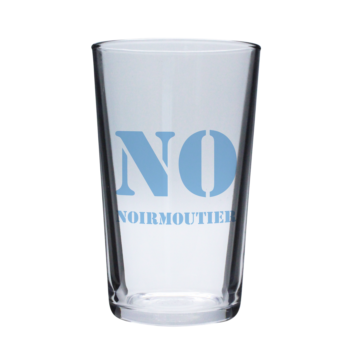 VERRE A BIERRE 50cl ARC - NO NOIRMOUTIER ECRITURE  BLEU SPE MARQUE DEPOSEE