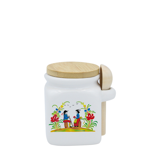 POT BLANC MINI COUV. BAMBOO+CUIL. BOIS-RETRO