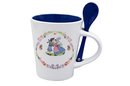 MUG CUILLERE BLANC INT. BLEU-BTNER