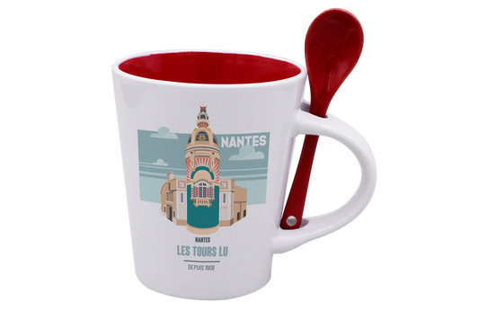MUG CUILLERE BLANC INT. ROUGE-NTETOUR