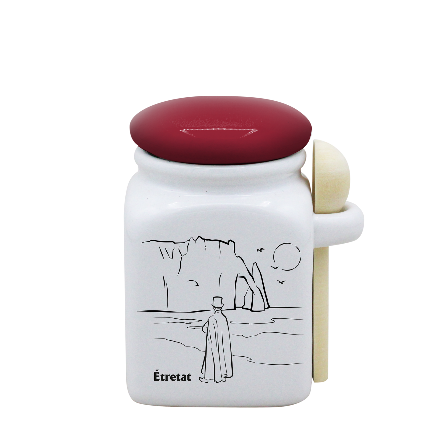 POT BLANC PM COUV. ROUGE+CUIL. BOIS - DECOR ARSENE LUPIN SPE LA ROSE DES VENTS