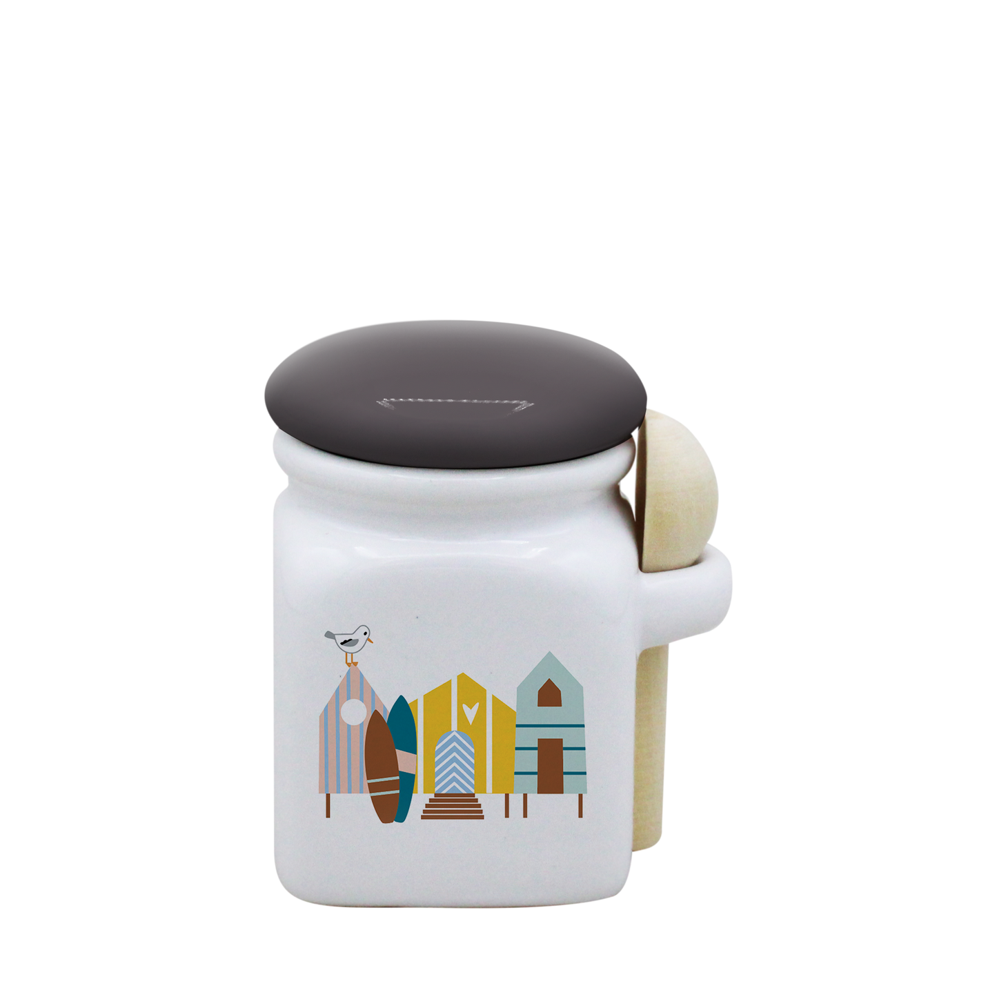 POT BLANC MINI COUV. GRIS+CUIL. BOIS-CABINES ET SURF LA PETITE EMI