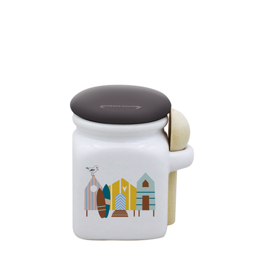 POT BLANC MINI COUV. GRIS+CUIL. BOIS-CABINES ET SURF LA PETITE EMI