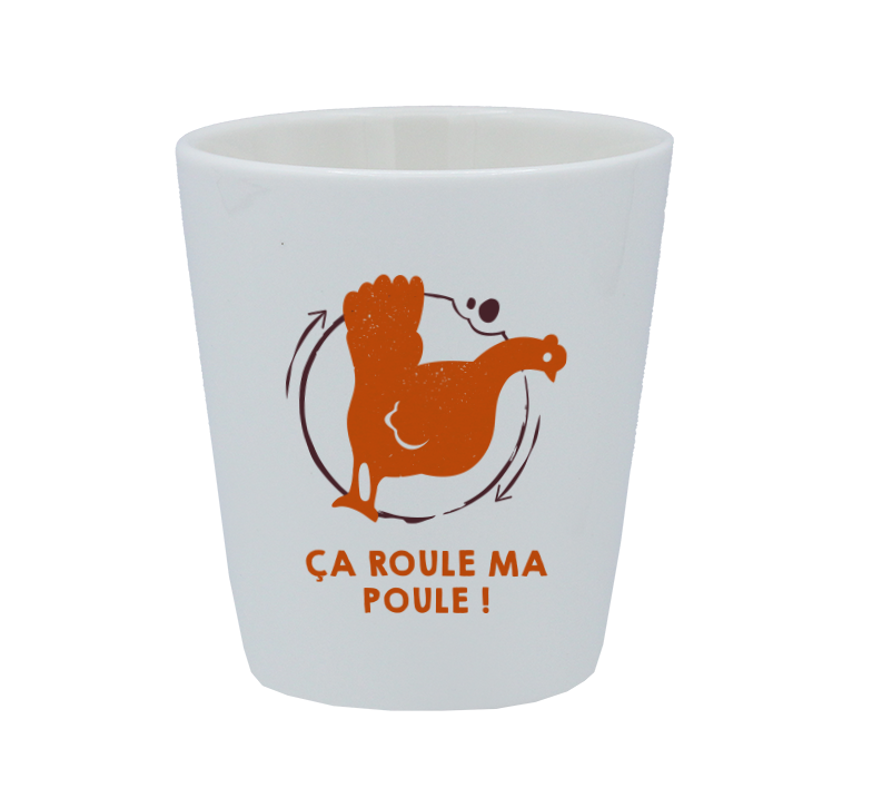 TASSE ESPRESSO BLANCHE S/ANSE-CA ROULE MA POULE !