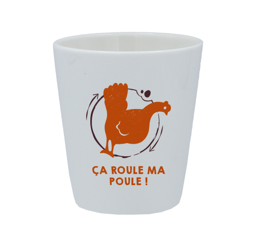 TASSE ESPRESSO BLANCHE S/ANSE-CA ROULE MA POULE !